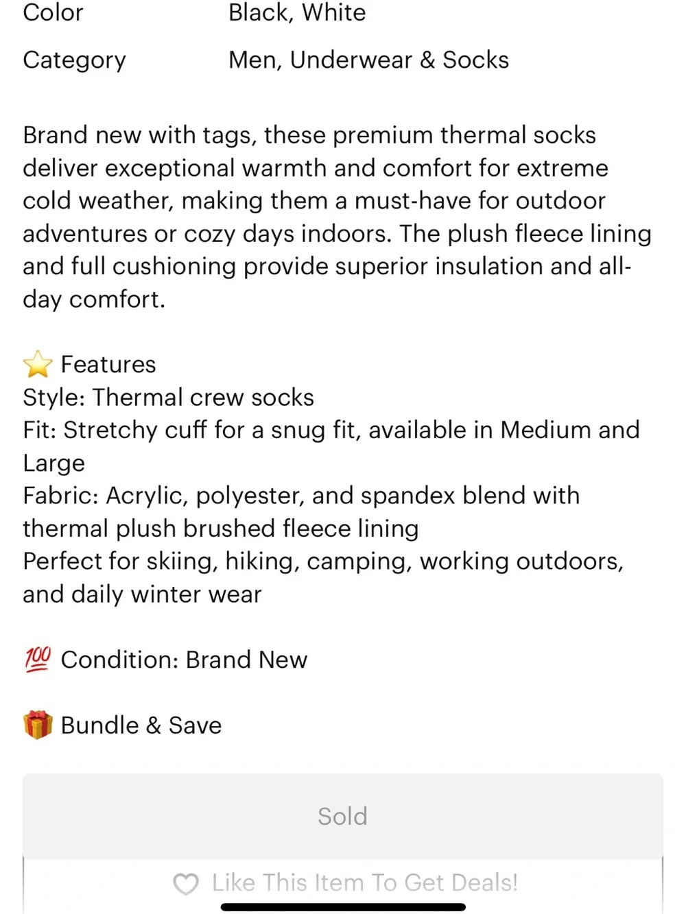 Thermal Winter Socks Extra Thick Insulated Heated Ski Crew Boot Unisex